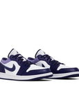 Heels of Jordan 1 Low Sky J Purple in white and purple