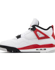 Side of Jordan 4 Retro Red Cement in red and white.