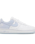 Side of Nike Air Force 1 QS Terror Squad Loyalty in White and Porpoise Blue