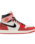Side of Jordan 1 High OG Spider-Man across the Spider-Verse in red and white