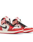 Pair of Jordan 1 High OG Spider-Man across the Spider-Verse in red and white