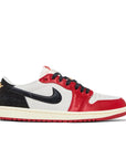 Side of Jordan 1 Retro Low OG SP Trophy Room Away in red, black and white.
