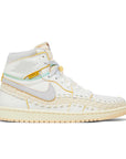 Side of Jordan 1 Retro High OG SP Union LA Bephies Beauty Supply Summer of '96 in white, grey and sail