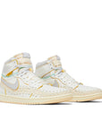 Pair of Jordan 1 Retro High OG SP Union LA Bephies Beauty Supply Summer of '96 in white, grey and sail