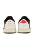 Heels of Jordan 1 Retro Low OG SP Travis Scott Olive in black, white and olive