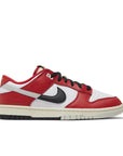 Side of Dunk Low Chicago Split in red, black and white