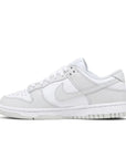 side of Nike Dunk Low photon dust in white and grey