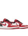 Pair of Jordan 1 Low Bulls Grade School (GS) in white black and red