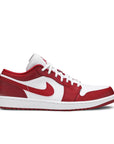 Side of Jordan 1 low gym red white in red and white