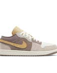 Side of Jordan 1 Low SE Craft Taupe Haze in Brown, Grey and Sail.