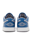 Heels of Jordan 1 Low True Blue in Blue, Grey and White.