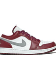 Side of Jordan 1 Low White Bordeaux in white and Bordeaux.