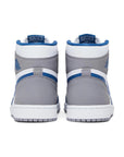 Heels of Jordan 1 Retro High OG True Blue in True Blue, White and Cement Grey.
