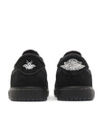 Heels of Jordan 1 Retro Low OG SP x Travis Scott Black Phantom in Black.