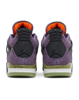 Heels of the women's Nike Air Jordan 4 Retro Canyon Purple shoes in purple
