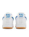 Heel of the Nike Air Force 1 07 Colour of the Month Varsity Royal Gum sneakers in white and blue