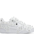 Side of the Nike Air Force 1 Low Swarovski Retroflective Crystals womens shoes in white