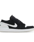 Side of Nike Air Jordan 1 Low Diamond Shorts basketball shoes are in a white, black and durabuck colourway.
