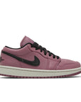 Side of the women's Nike Air Jordan 1 Low Mulberry sneakers in purple and black