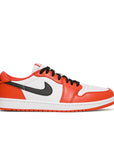 Side of the Nike Air Jordan 1 Low Starfish sneakers in orange and white