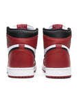 Heels of the Nike Air Jordan 1 High Chicago 2015 basketball shoes in black, red and white