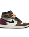 Side of the Nike Air Jordan 1 High OG Crafted basketball shoes in mixed colour