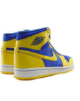 Heels of the Nike Air Jordan 1 Retro High OG Laney basketball shoes in yellow and blue