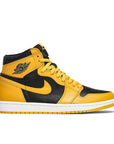 Side of the Nike Air Jordan 1 Retro High Pollen basketball shoes in yellow and black