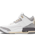 Side of Nike Jordan Air 3 A Ma Maniere basketball shoes in a white grey and subtle cream colour