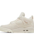 Side of the Air Jordan 4 blank canvas is in a sail, cement grey and fire red colourway