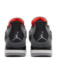 Heels of the Nike Air Jordan 4 retro infared basketball shoes in a white, black and grey colourway.