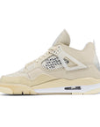 Side of the women's Nike Air Jordan 4 Retro Off-White sail sneakers in cream