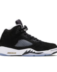 Side of the Nike Air Jordan 5 Retro Moonlight basketball shoes in black and white