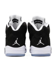 Heels of the Nike Air Jordan 5 Retro Moonlight basketball shoes in black and white