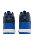 Heel of the Nike dunk high skating shoes in a black blue camo colour