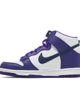 Side of the Older Kids / Grade School Nike dunk high basketball shoes in electro purple midnight navy