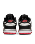 Heel of the Nike dunk low basketball shoes in a red black white chicago colour