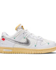 Side of the Nike Dunk Low Off White Lot 1 sneakers in white