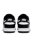 Heel of the Nike dunk low in a black white "Panda" colour