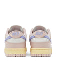 Heel of the womens Nike dunk low in a pink lilac "pink oxford" colour