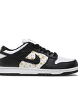 Side of the Nike dunk supreme low skating shoes in a gold stars white black colour