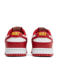 Heel of the Nike dunk low in a white red "gym red" colour
