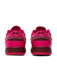 Heel of the Nike Dunk Low Valentines Day 2022 womens sneakers in pink and red