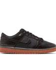 Side of the Nike Dunk Low Velvet Brown Black mens sneakers in brown