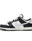 Side of Nike SB Dunk Low HUF San Francisco in black and white.
