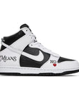 Side of the Nike sb dunk high supreme basketball shoes in white black colour