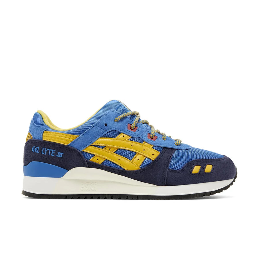 Side of ASICS Gel-Lyte lll 07 Remastered Kith Marvel X-Men Cyclops in blue and yellow