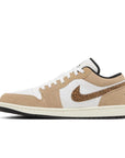 Side of Jordan 1 Low SE Brown Elephant in brown and white.