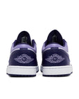 Heels of Jordan 1 Low Sky J Purple in white and purple