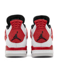Heels of Jordan 4 Retro Red Cement in red and white.